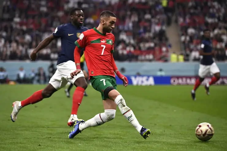 Ziyech in campo con la maglia del Marocco - Foto LaPresse - Sportmagazinetrentino.it