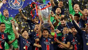 Il PSG festeggia la conquista della Champions